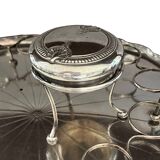 Silver-plated metal caviar service and 12 silver Minerva goblets, circa 1900