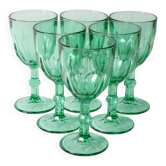 6 verres à vin en crisal vert, Portugal années 2000