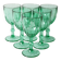 Set of 6 Vintage Green Wine Glasses / Stem Flutes / Crisal / Portugal 2000s