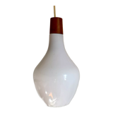 Scandinavian style teak opaline pendant lamp