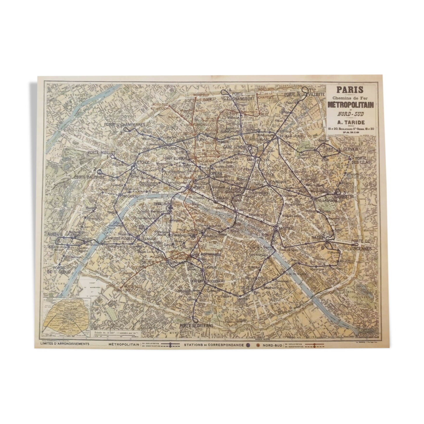 Plan of the Paris metro in 1920