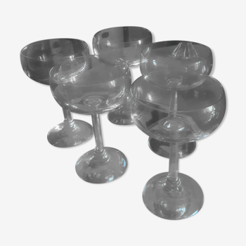 Lot 5 glasses of Champagne crystal