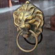 Antique French Mahogany paper Bin With Lion Heads, late 1800s