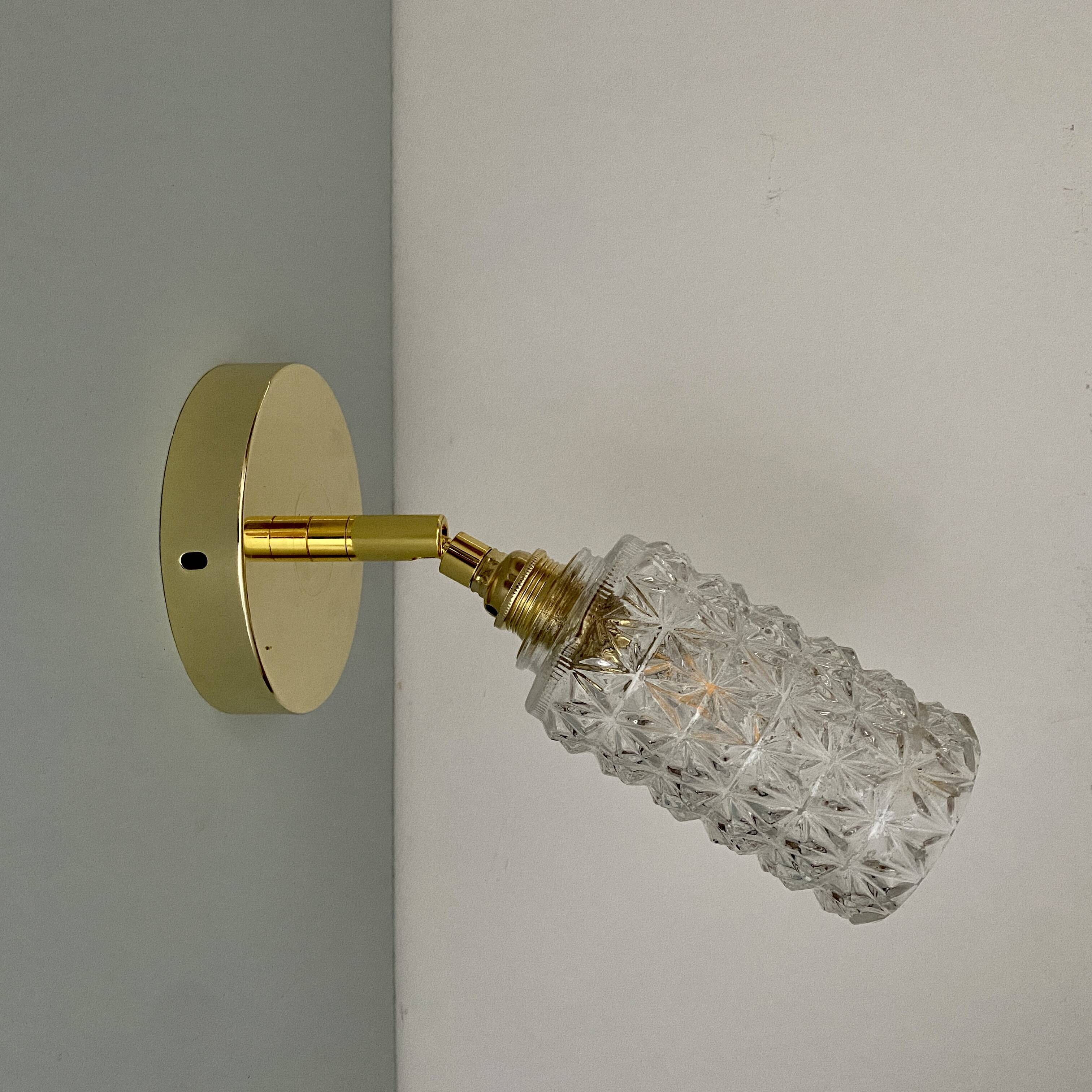 Vintage tulip wall lamp in molded glass