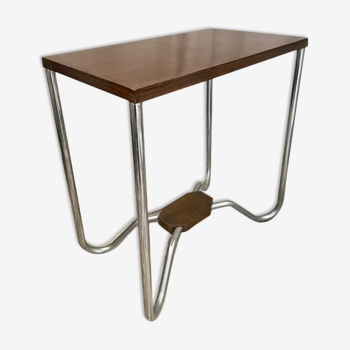 Art Deco pedestal table wood and chrome