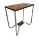Art Deco pedestal table wood and chrome