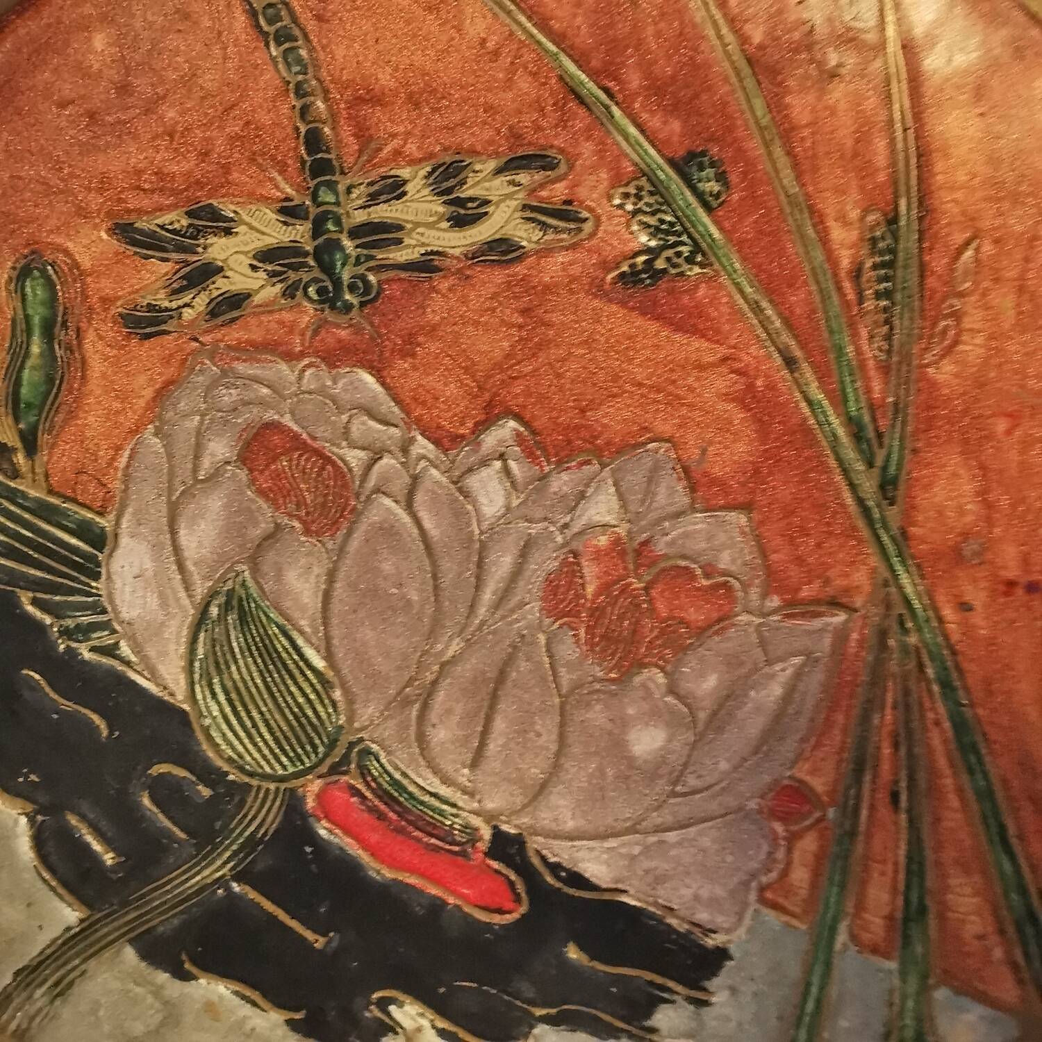 Very beautiful fruit bowl in brass and cloisonné enamel