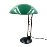 Lampe de table vintage verte et laiton, Italie 1960