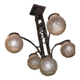 art deco globe chandelier