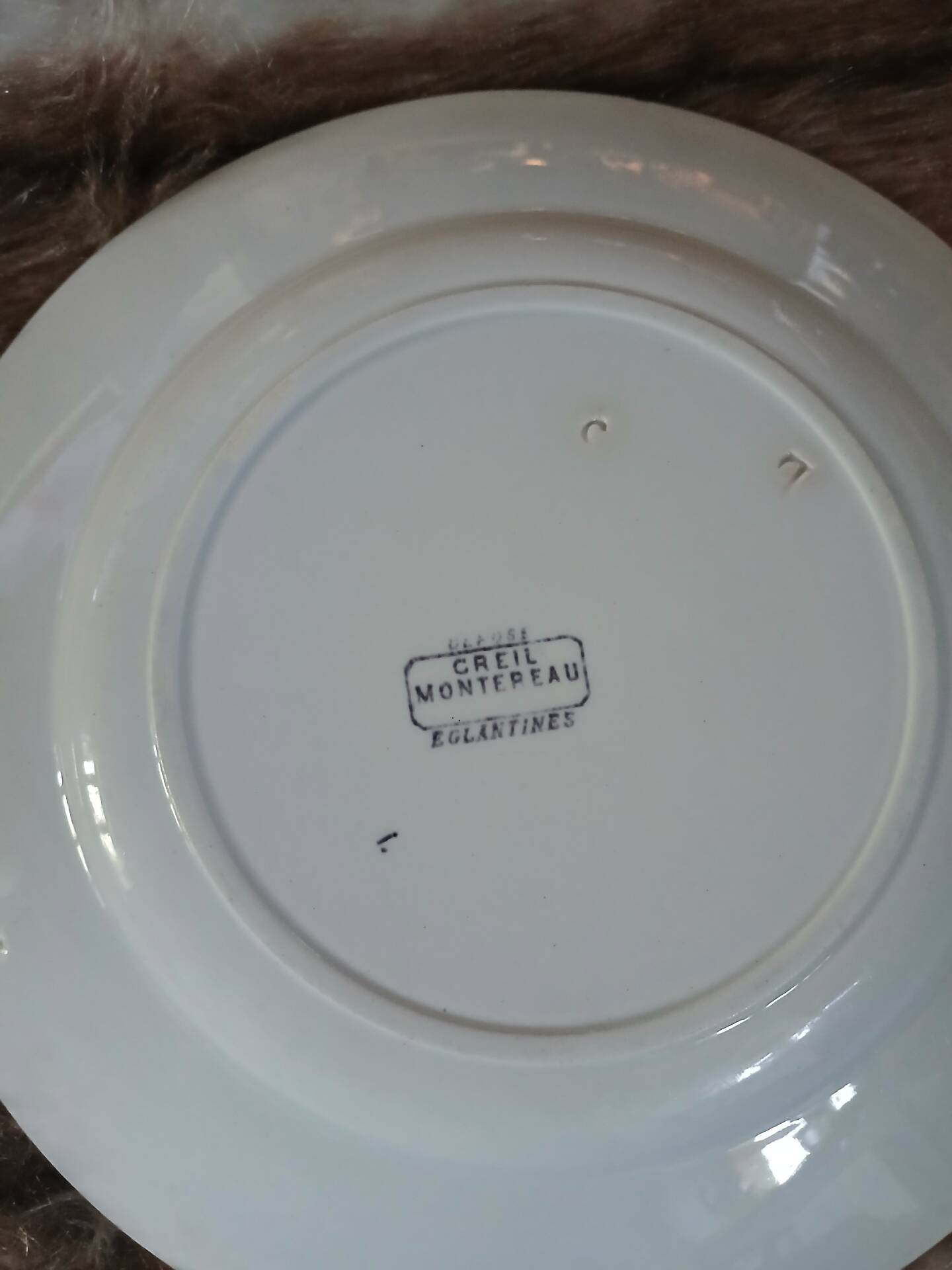 3 mismatched antique flat plates in ironstone