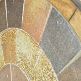 Vintage round coffee table with ceramic tiles by Danish artist TUE POULSEN,