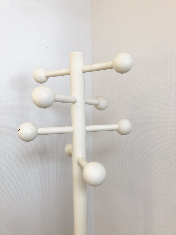 Vintage coat rack in white wood, 1970