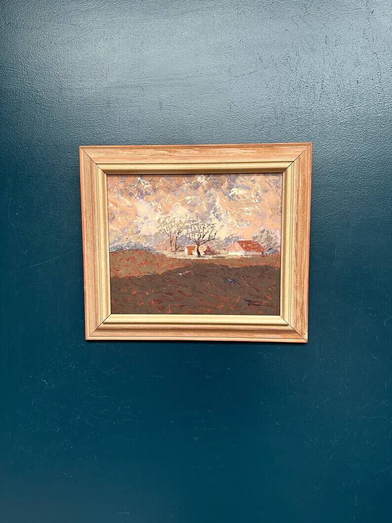Original Swedish Oil on Panel – “Landscape” by Bertil Wahlberg – Signed – Vintage and Framed – 48 × 41.5 cm (18.9" × 16.3")