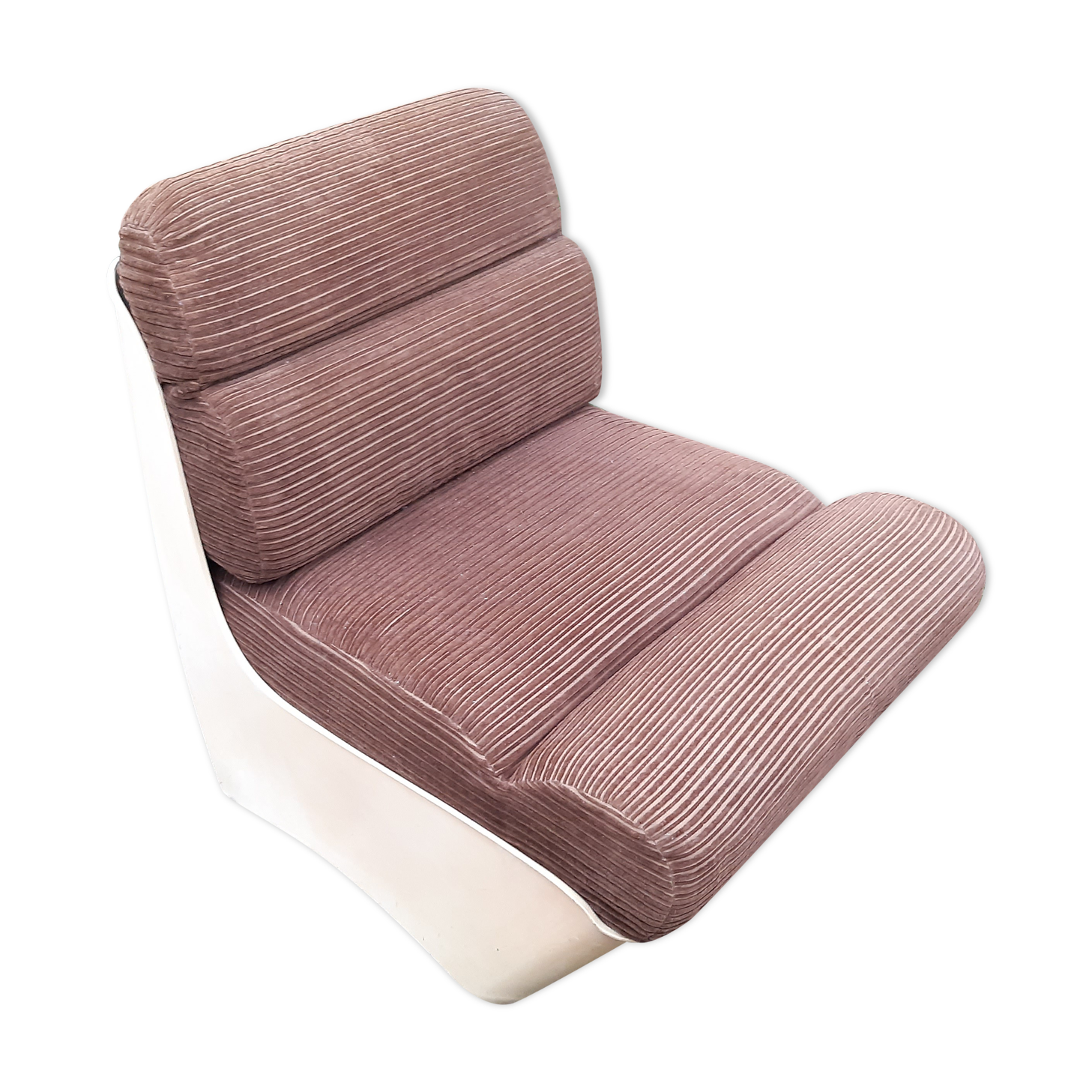 Chauffeuse seventies fibre et velours