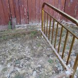 Old bed napoleon iii in gilded brass on wheels