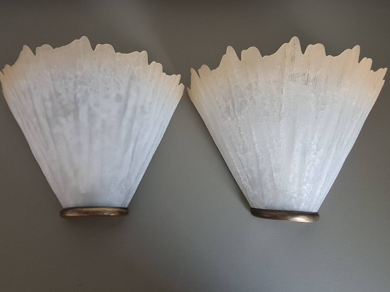 Pair of vintage French molded glass wall sconces