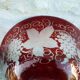 Coupe saladier en cristal doublé grenat Verre de Boheme motifs raisins