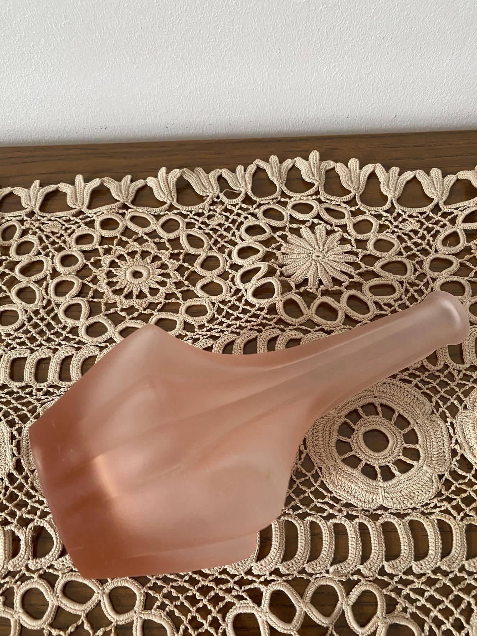 Satin pink glass vase with irregular shapes