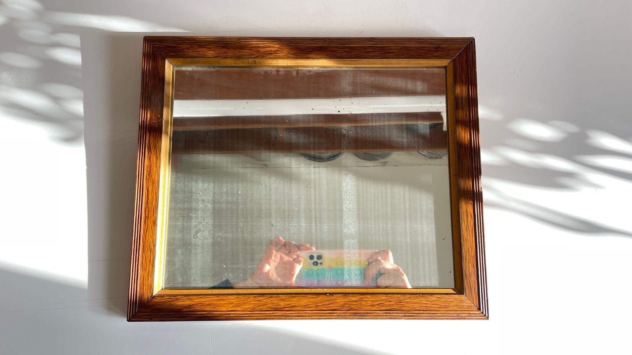 Art deco mirror 1920 wood and silver vintage