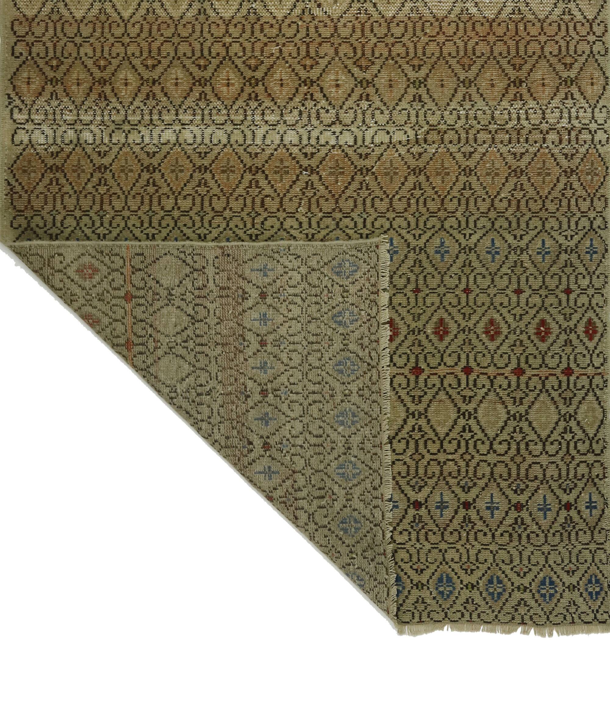 Tapis oriental vintage noué main – 261x140 cm – Tapisserie Anatolienne 1950