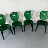 Set of 4 Swedish green pine designer chairs from Svensk Fur, 1950s of