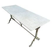Double cast iron and marble bistro table signed Rieux Lyon 1900