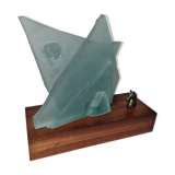 Sandblasted glass lamp for Cardin: exquisite volume
