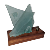 Sandblasted glass lamp for Cardin: exquisite volume