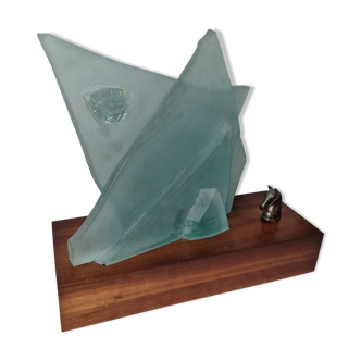 Sandblasted glass lamp for Cardin: exquisite volume