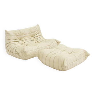 Togo Ligne Roset sofa set yellow leather by Michel Ducaroy for Ligne Roset