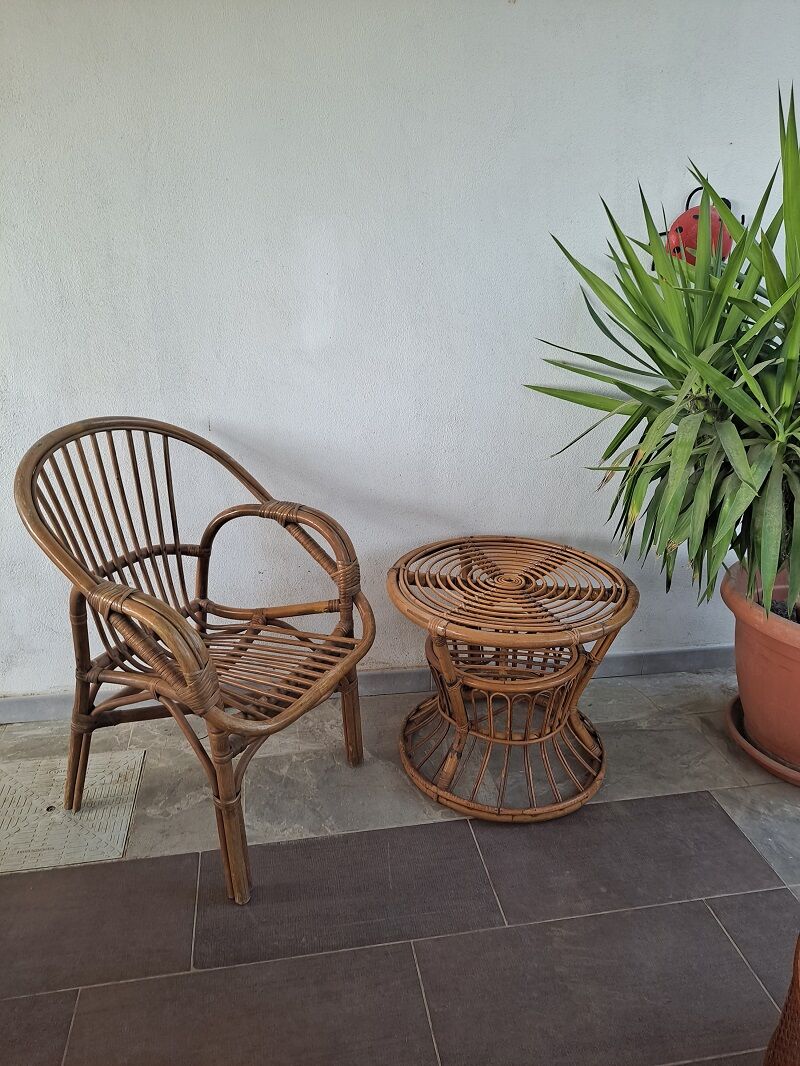 Mid Century Italian Bamboo Design Table