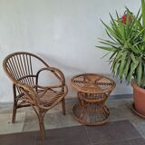 Table italienne de conception en bambou du milieu du siècle
