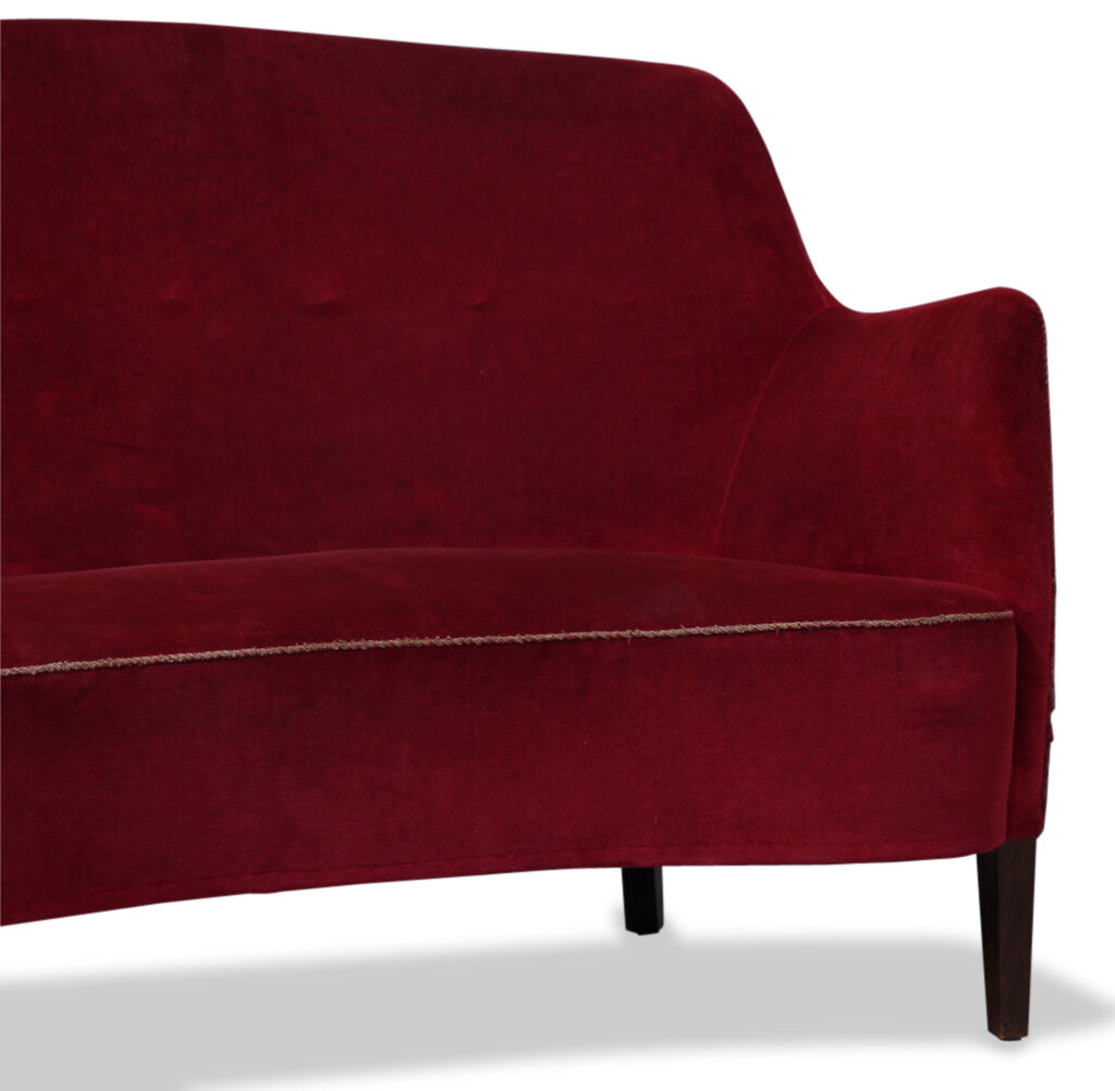Red velvet sofa