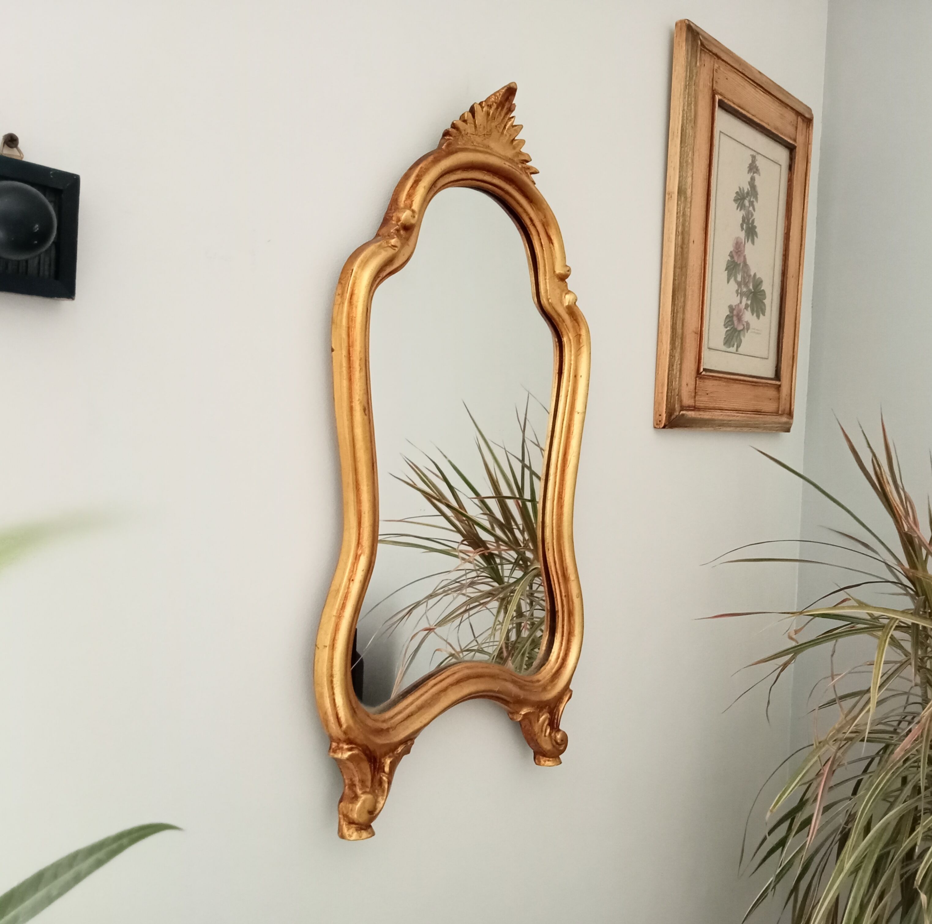 Vintage rocaille mirror in gilded wood