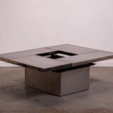 Table basse Belgo en métal brossé chromé