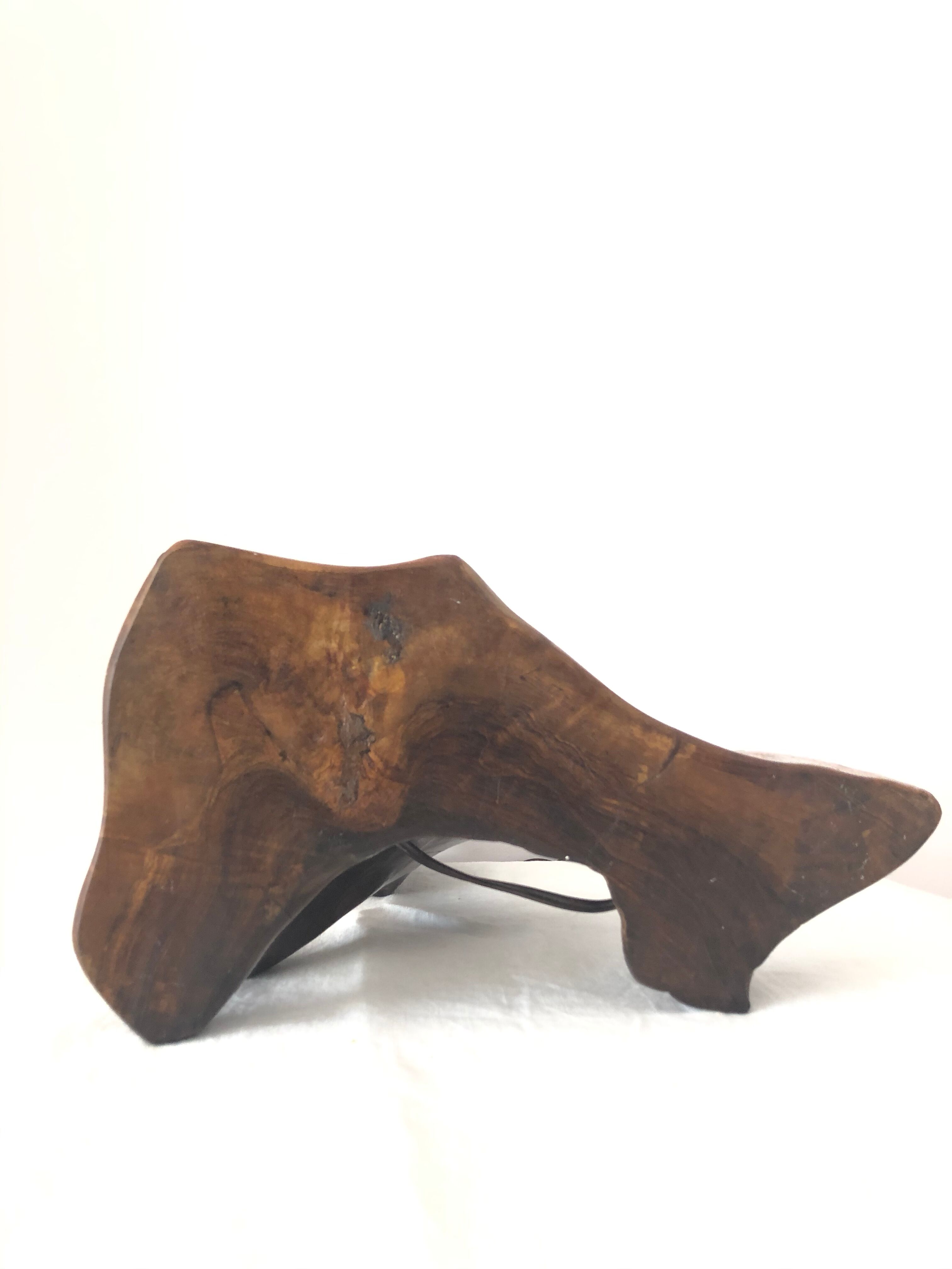50s/60s olive wood brutalist lamp foot