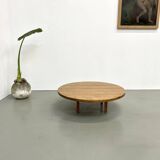 Circular coffee table in solid oak, circa 1960
