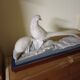 Art Deco ceramic, pair of pheasants in cracked earthenware on wooden base