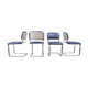 Set 4 chaises cuir bleu métal chrome 70