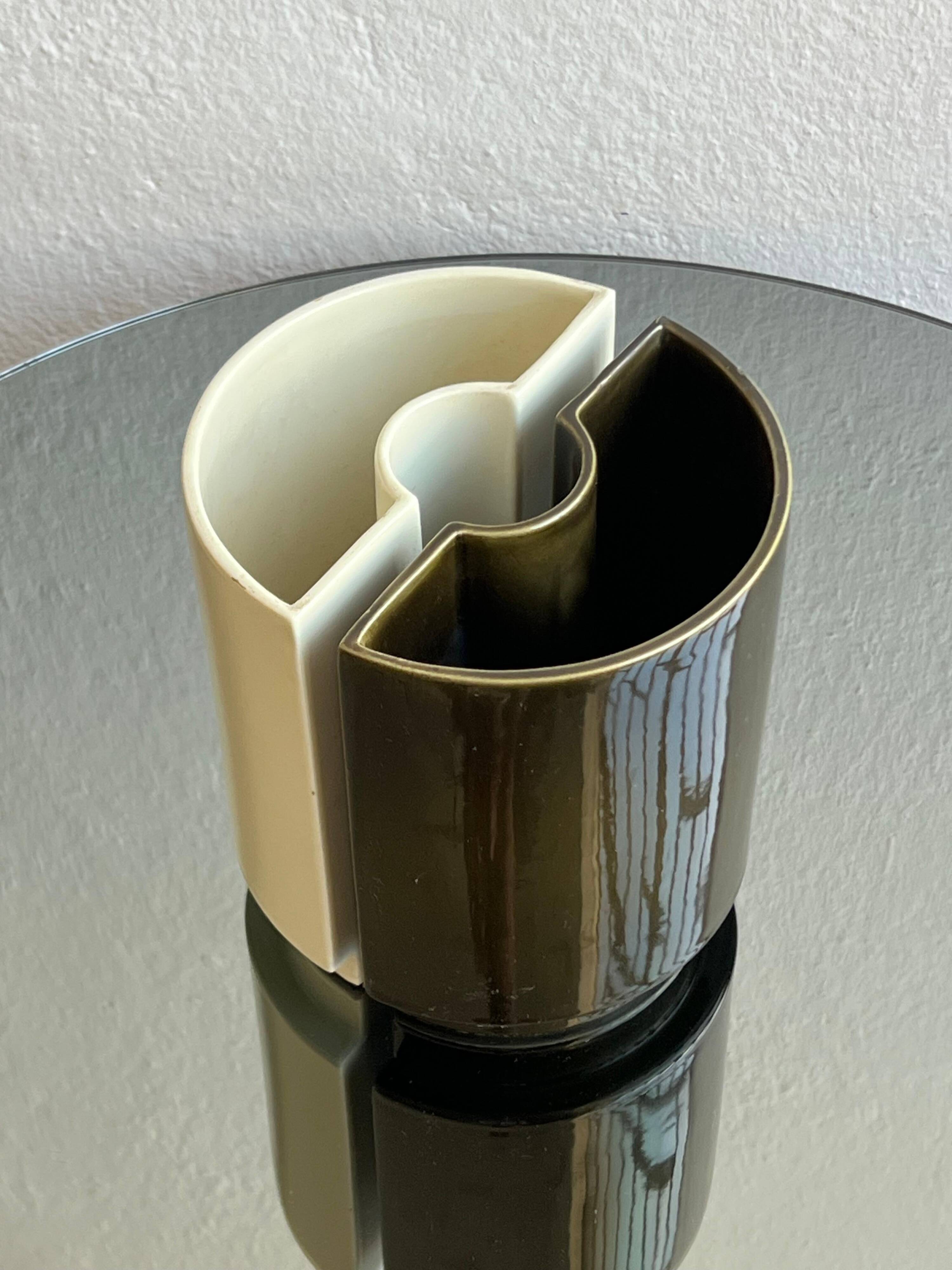 Vase double en céramique, Cansano Ceramiche fabriqué en Italie dans les années 1970, Turin