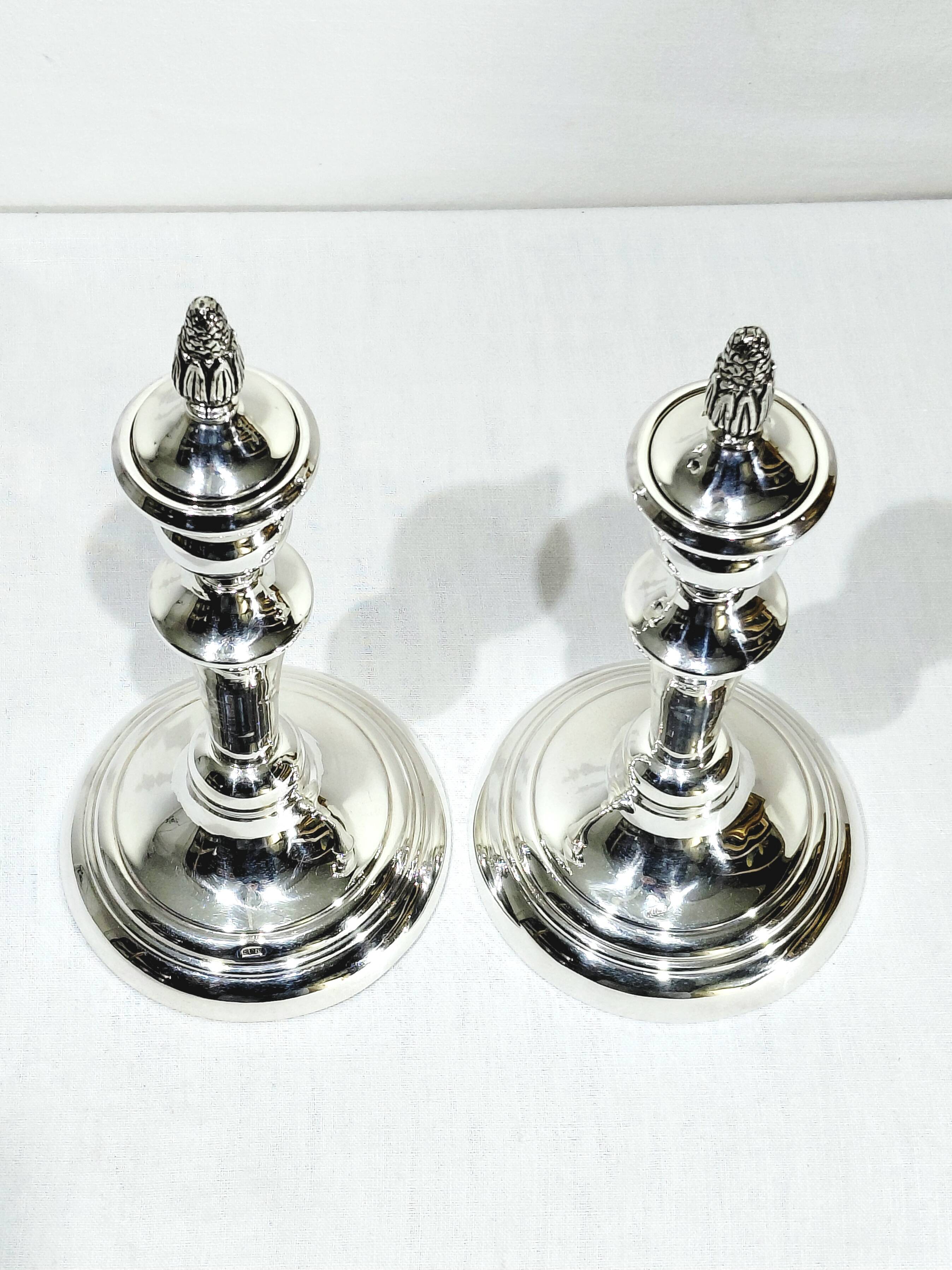 Pair of Silver Candle Holders Egypt