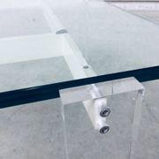 Danish Poul Kjaerholm Style Metal, Acrylic Glass & Glass Coffee Table, 1960s