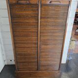 Solid oak double curtain filing cabinet