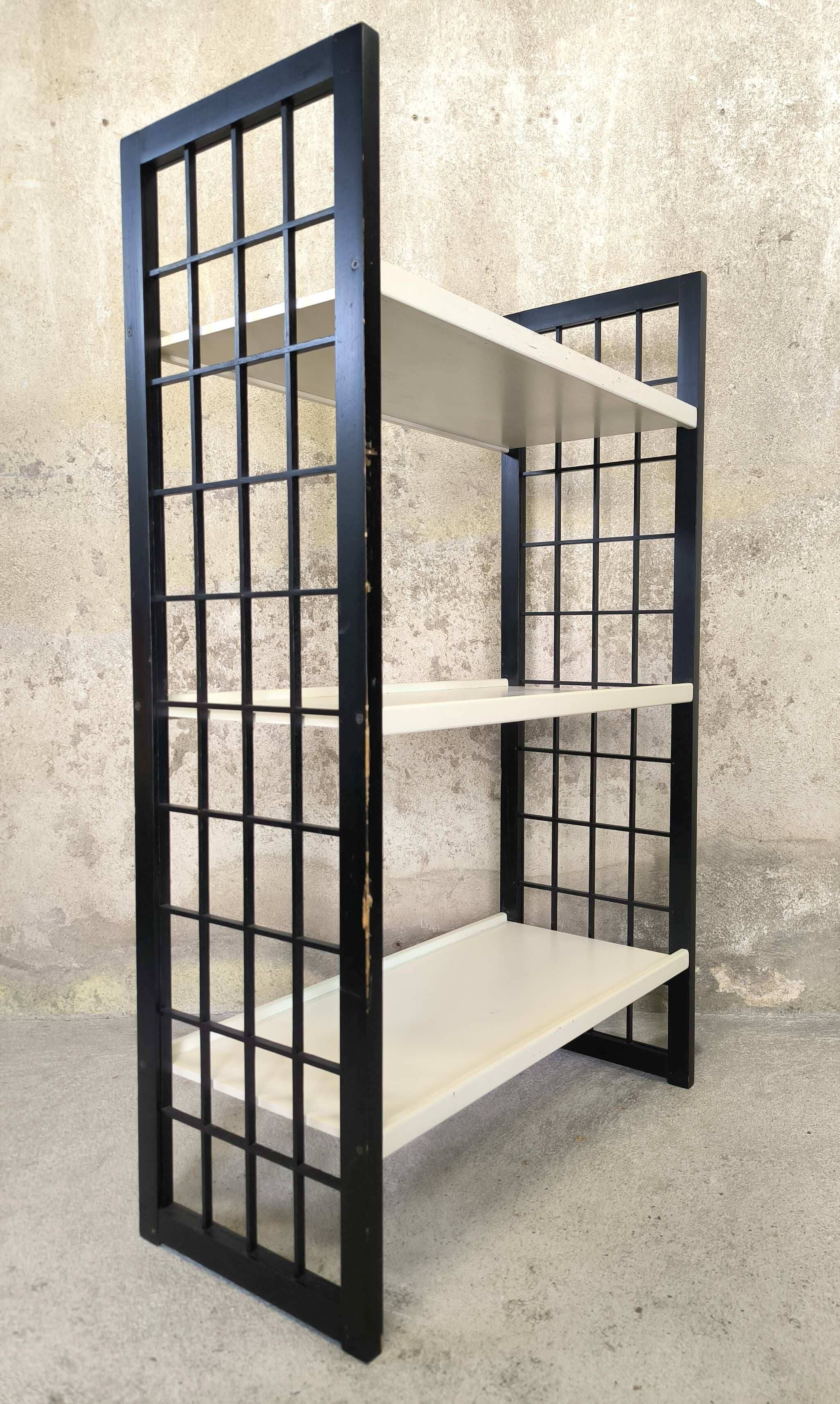 Vintage shelf in black and white wood