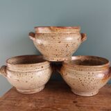 Soup bowls and cups in Puisaye stoneware by Jean-Pierre Prud'homme