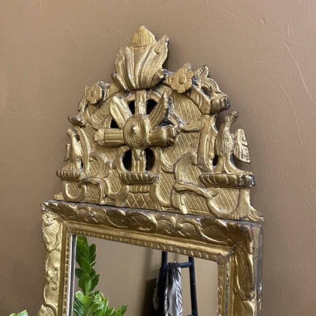Small antique mirror in gilded wood, regency style