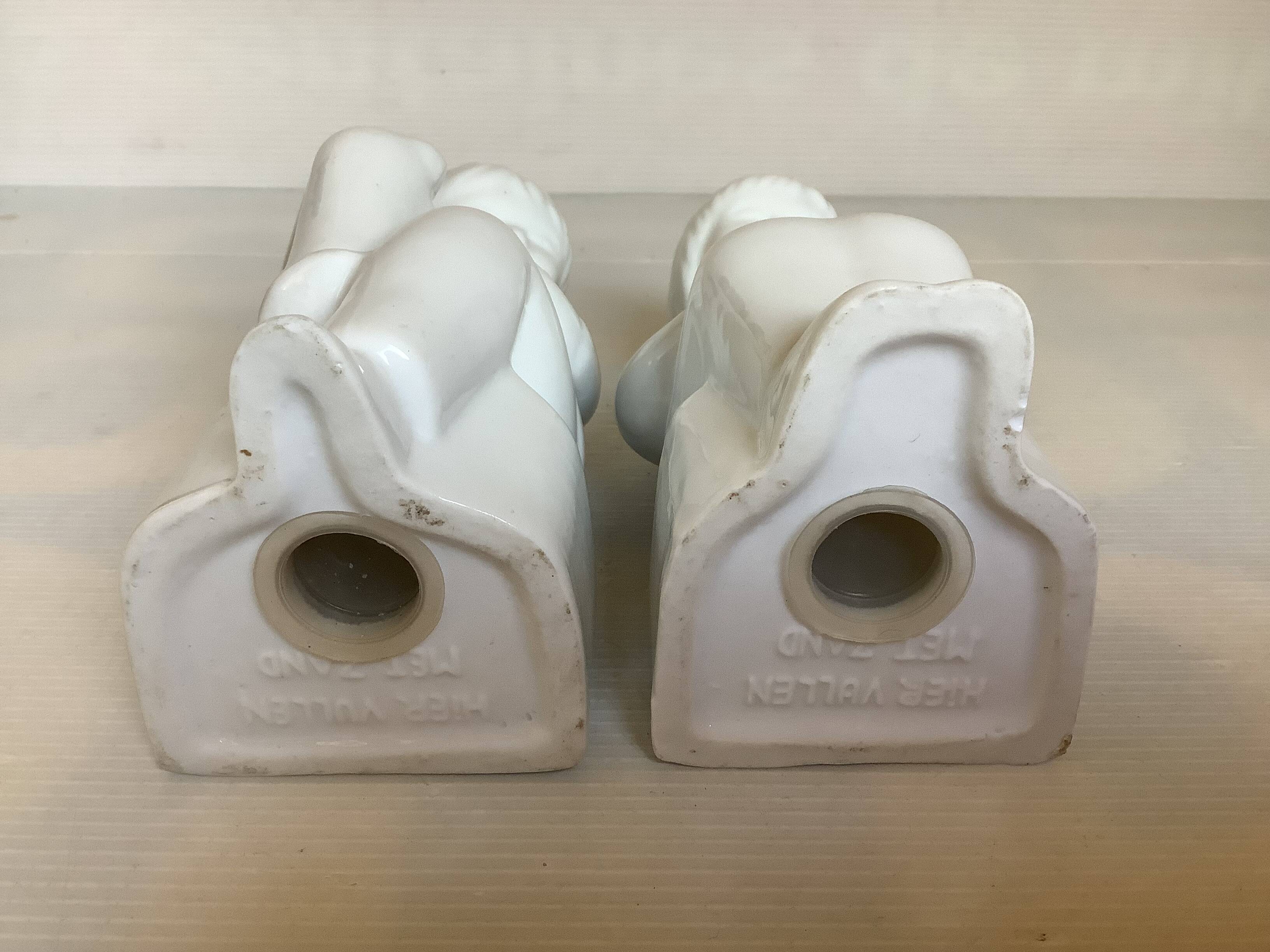 Pair of bookends featuring children reading from the 1970s.