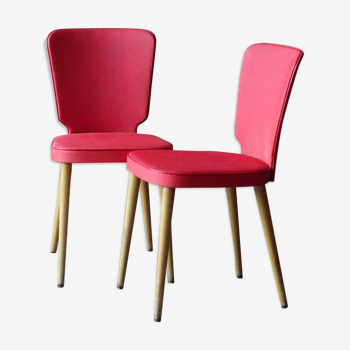 Set of 2 chairs baumann red skai, feet compass 1955