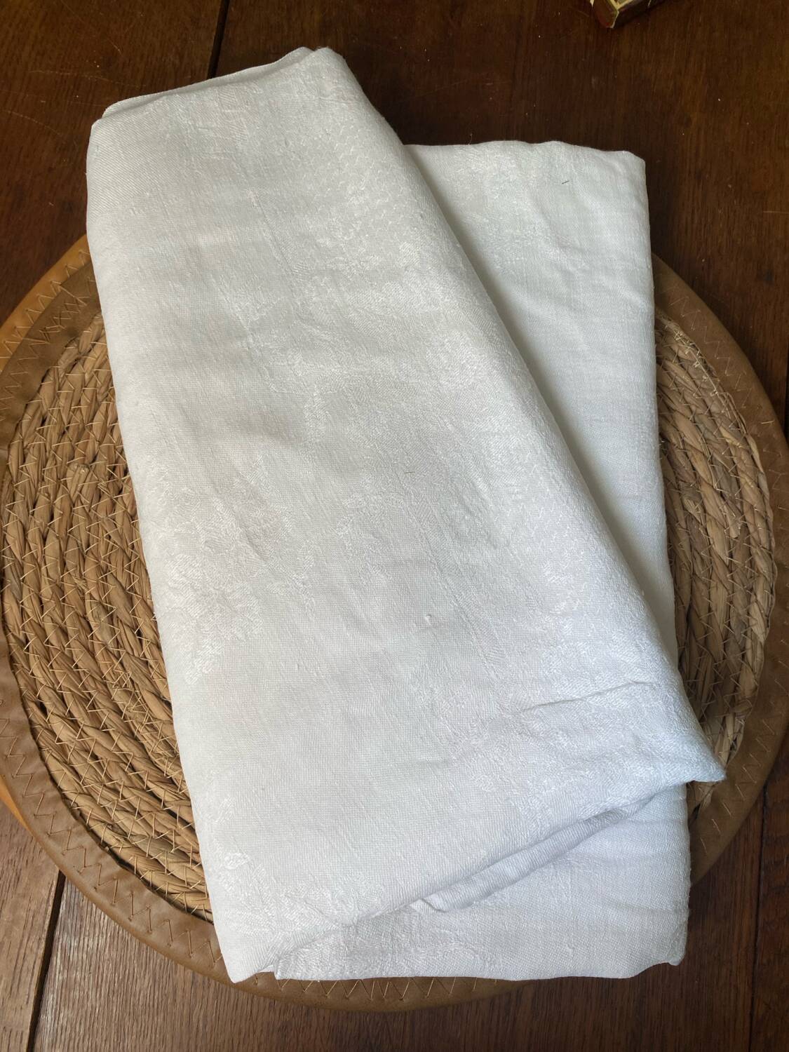 White cotton damask tablecloth, 1950s