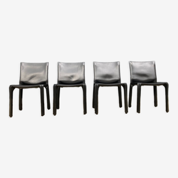 4 black Cassina Cab chairs by Mario Bellini